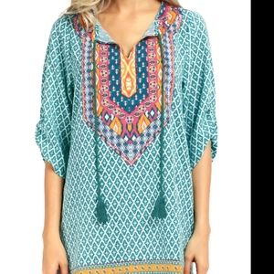 Urban Coco multicolor boho swimsuit cover tunic. Medium